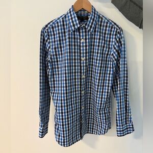 Banana Republic Blue and White Plaid Men's Shirt